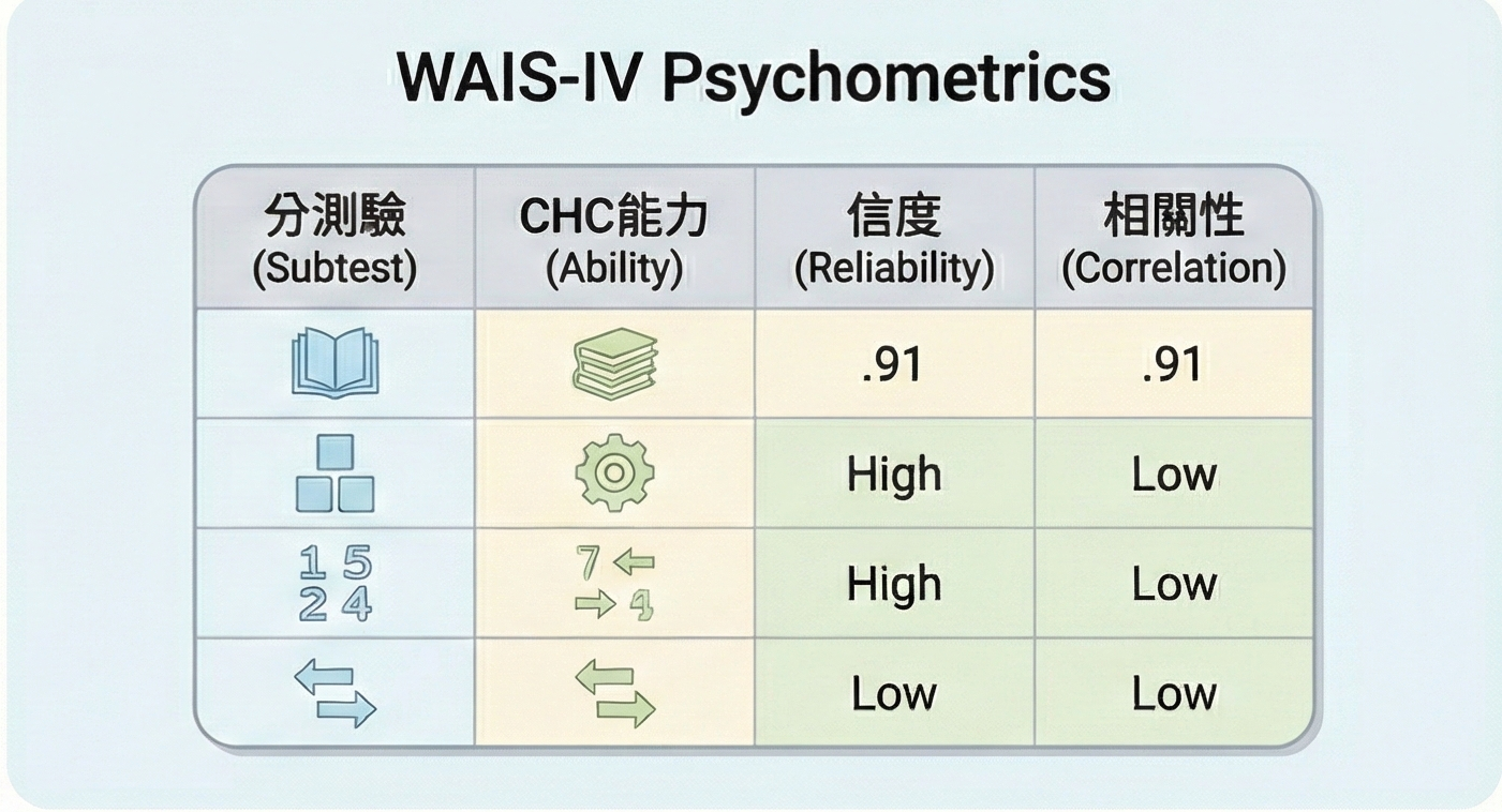 WAIS-IV 分測驗臨床解釋與統計計量特性摘要