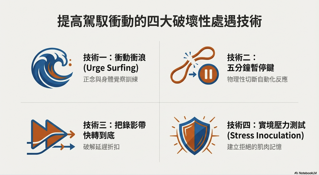提高個案個案「前額葉煞車功能」的團體處遇活動方案，並應用「巴瑞特衝動量表」及「自我效能量表」前後測評估與解釋